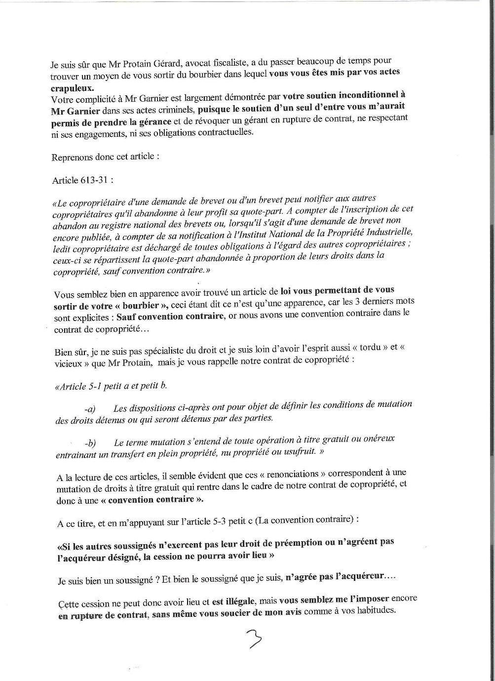 1 REPONSE A PROTAIN3