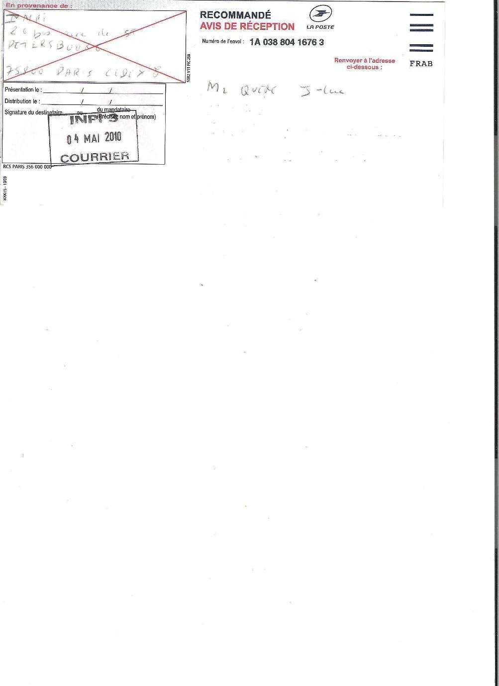 1 RECOMMANDEE INPI BIS